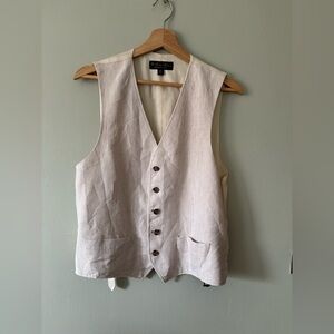 Brooks Brothers Regent Fit Linen Suit Set Vest & Pants Beige 38R / 32x30